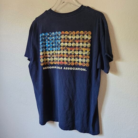 Graphic Short Sleeve Tee Shirt Flag Bullets Medium Blue - Picture 5 of 5